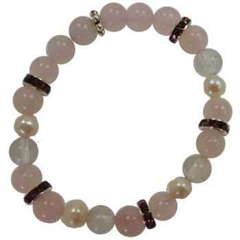 Rose Quartz and Clear Quartz Bracelet with 8mm beads for emotional healing and protection