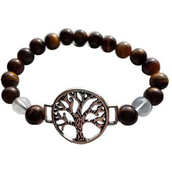8mm Tiger Eye/ Quartz with Tree of Life