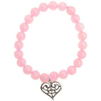 Rose Quartz Love Scroll Heart silver