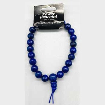 Blue 8mm Lapis Power bracelet with round beads and adjustable knot closure for spiritual energy and protection