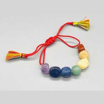7 Chakra w tassel Nugget adjustable bracelet