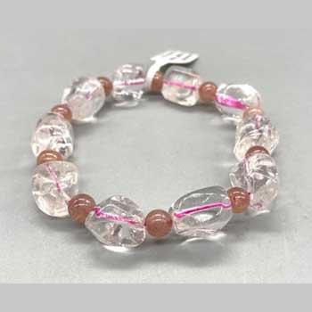 Quartz & Strawberry Quartz Nugget bracelet
