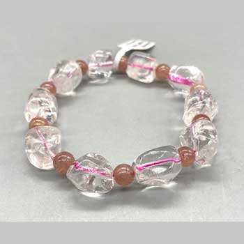 Quartz & Strawberry Quartz Nugget bracelet