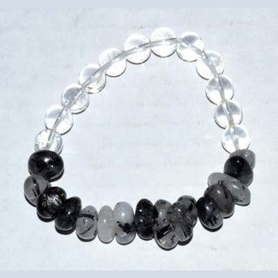 Nuggets, Quartz with Tourmaline & Quartz gemstone bracelet