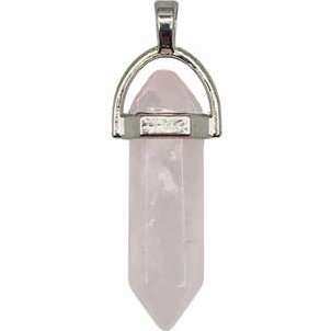 Rose Quartz double terminated pendant with silver hardware for healing and energy flow