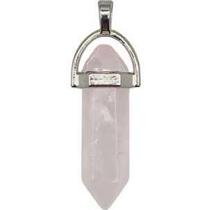 Rose Quartz double terminated pendant with silver hardware for healing and energy flow