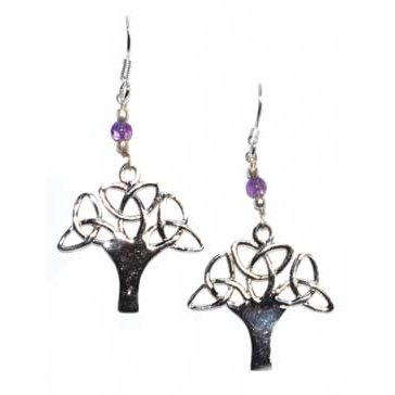 1.25" tree amethyst earrings