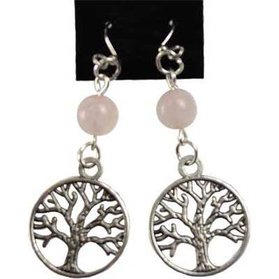 Rose Quartz Tree of Life earrings
