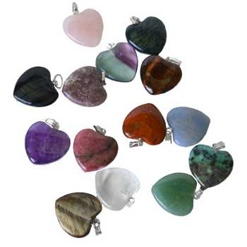 set of 24 3/4" 20mm various Stones heart