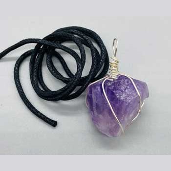 Amethyst wire wrapped pendant