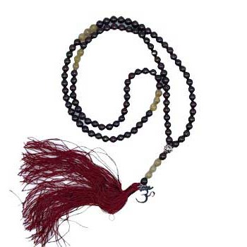 Om, Garnet & Golden Rutile japmala