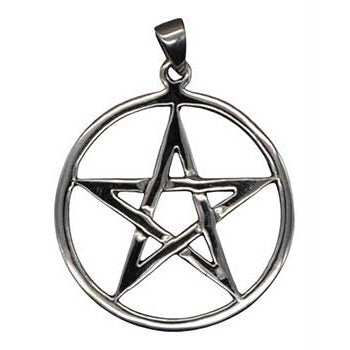 Sterling Silver Pentagram Necklace, 1 1/8 Inches
