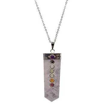 Rose Quartz Chakra necklace with small stones and 20-inch chain highlighting loving energy and spiritual alignment