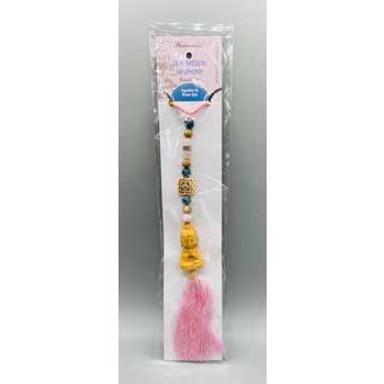 Compassion & Harmony Kwan Yin necklace with Apatite and Rose Quartz beads, handmade spiritual jewelry