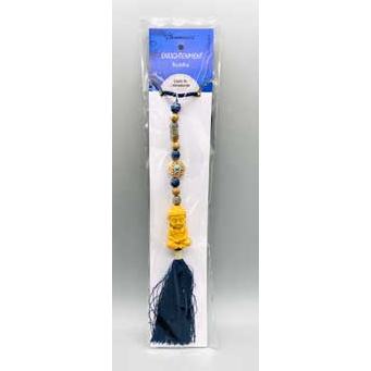 Enlightenment Buddha necklace with Lapis and Labradorite beads, adjustable handmade spiritual jewelry for meditation and protection with a tassel