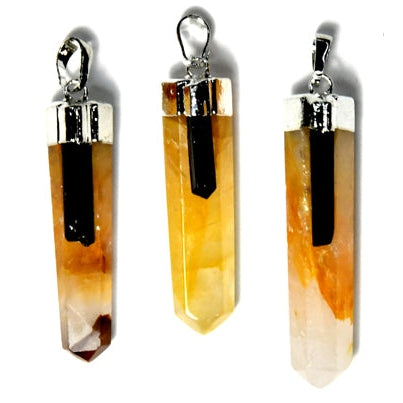 Golden Qtz w tourmaline pendant