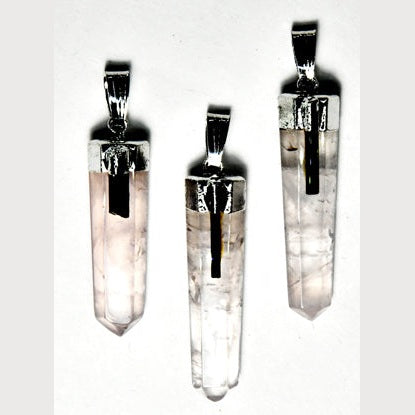 Rose Qtz w tourmaline pendant
