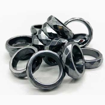 set of 50 Faceted Hematite magnetic rings