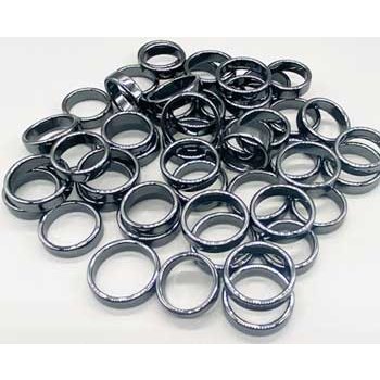 Flat Hematite Rings, Set of 50