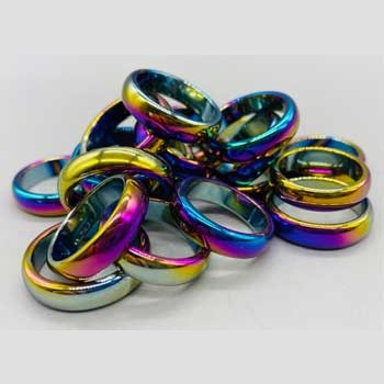 set of 50 Rainbow Hematite rings
