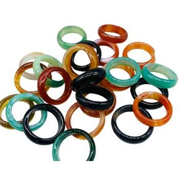 set of 25 Agate, Banded rings