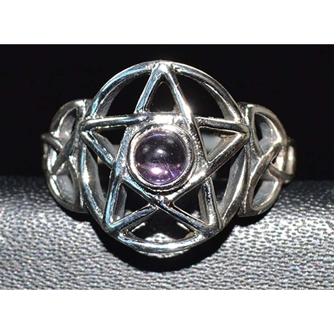 Amethyst Pentagram Ring, Adjustable