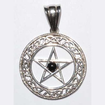 Pentacle black obsidian pendant