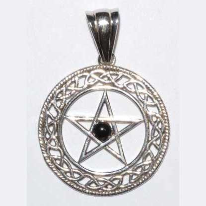 Pentacle black obsidian pendant