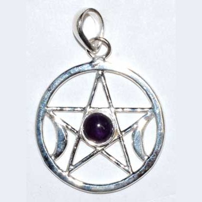 Pentacle moon amethyst pendant