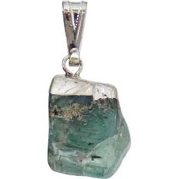 Aquamarine tumbled pendant with metal cap for emotional balance and protection