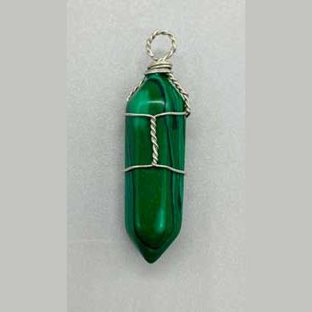 set of 5 wire wrapped Malachite Synthetic point