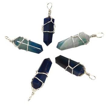set of 5 Blue Onyx wire wrapped point
