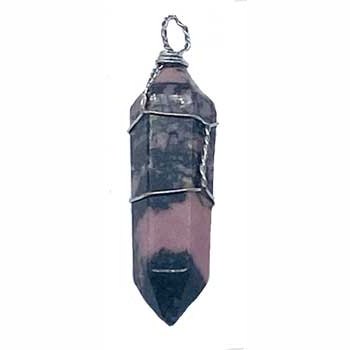 Set of 5 Rhodonite wire wrapped crystal points for healing and energy work