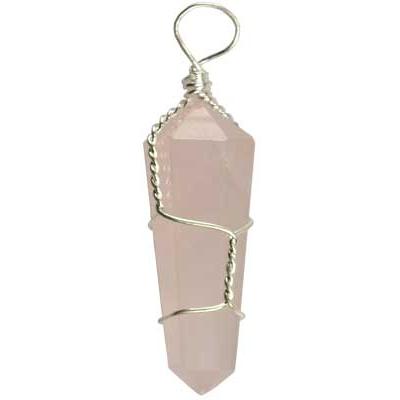 set of 5 wire wrapped Rose Quartz point