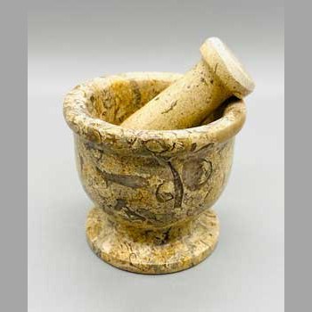 2 1/2" Fossil Coral mortar and pestle set