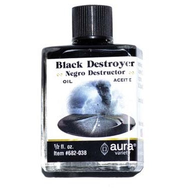 Black Destroyer oil 4 dram bottle for spells and protection rituals.