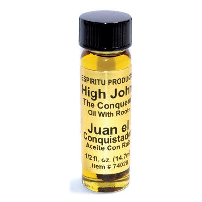 High John the Conqueror anointing oil with root in 4 dram bottle.