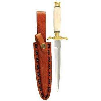 Bone Renaissance athame with slender double-edged blade and bone grip, 10" length for ritual use