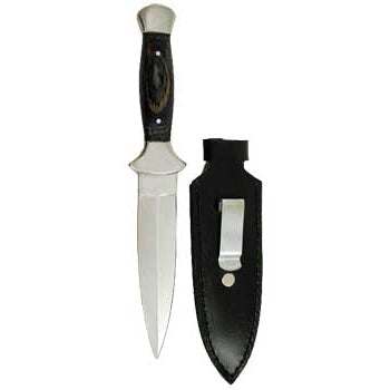 Black faux wooden handled athame with stainless steel blade and sheath