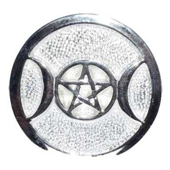 Silver Plated Brass Triple Moon altar tile 3 1/2"