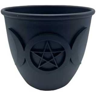 Triple Moon and Pentacle Candle Holder, 3 1/2"