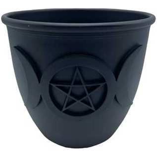 Triple Moon and Pentacle Candle Holder, 3 1/2"