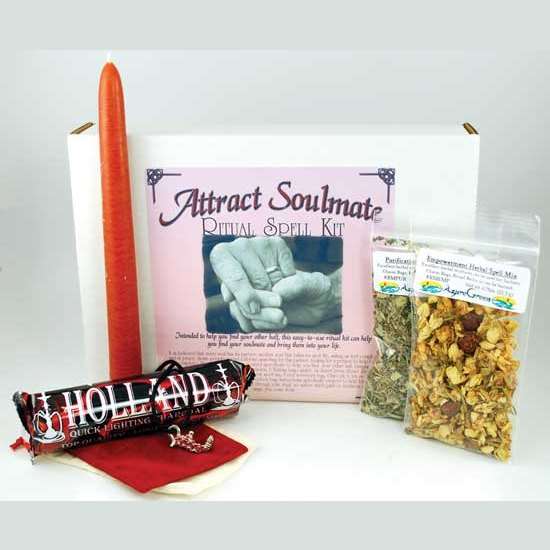 Attract Soulmate Ritual Kit with crystals, herbs, and spell instructions for empath love attraction and emotional balance