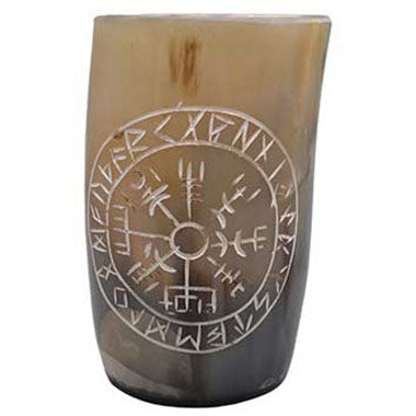 4" Rune buffalo horn mug