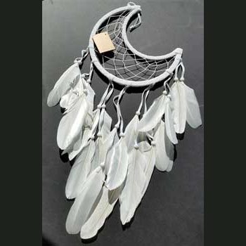 8 1/2" Half Moon white dream catcher