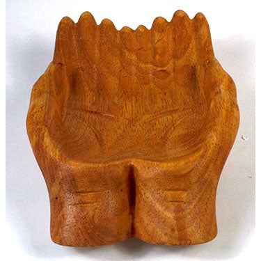 Wooden Hand Offering Bowl, 7 Inches