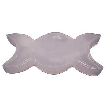 Pink Calcite Triple Moon Offering Plate, 7"
