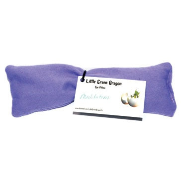 Purple meditation eye pillow made of soft flannel with rosemary and lemongrass scent for relaxation and energy work.