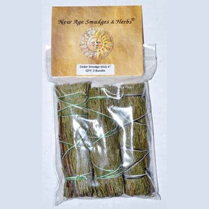 set of 3 Cedar smudge stick 4"