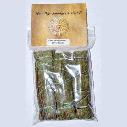 set of 3 Cedar smudge stick 4"